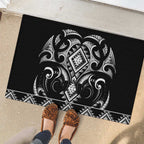 Black Ngaru Taniko With Aotearoa Maori Tattoo Rubber Doormat