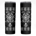 Black Ngaru Taniko With Aotearoa Maori Tattoo Skinny Tumbler