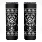 Black Ngaru Taniko With Aotearoa Maori Tattoo Skinny Tumbler
