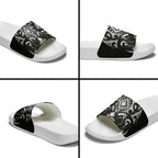 Black Ngaru Taniko With Aotearoa Maori Tattoo Slide Sandals - Aussie Hoodie