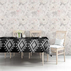 Black Ngaru Taniko With Aotearoa Maori Tattoo Tablecloth