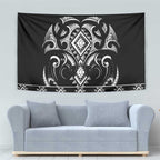 Black Ngaru Taniko With Aotearoa Maori Tattoo Tapestry