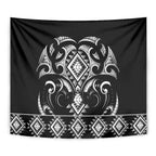Black Ngaru Taniko With Aotearoa Maori Tattoo Tapestry