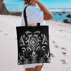 Black Ngaru Taniko With Aotearoa Maori Tattoo Tote Bag - Aussie Hoodie