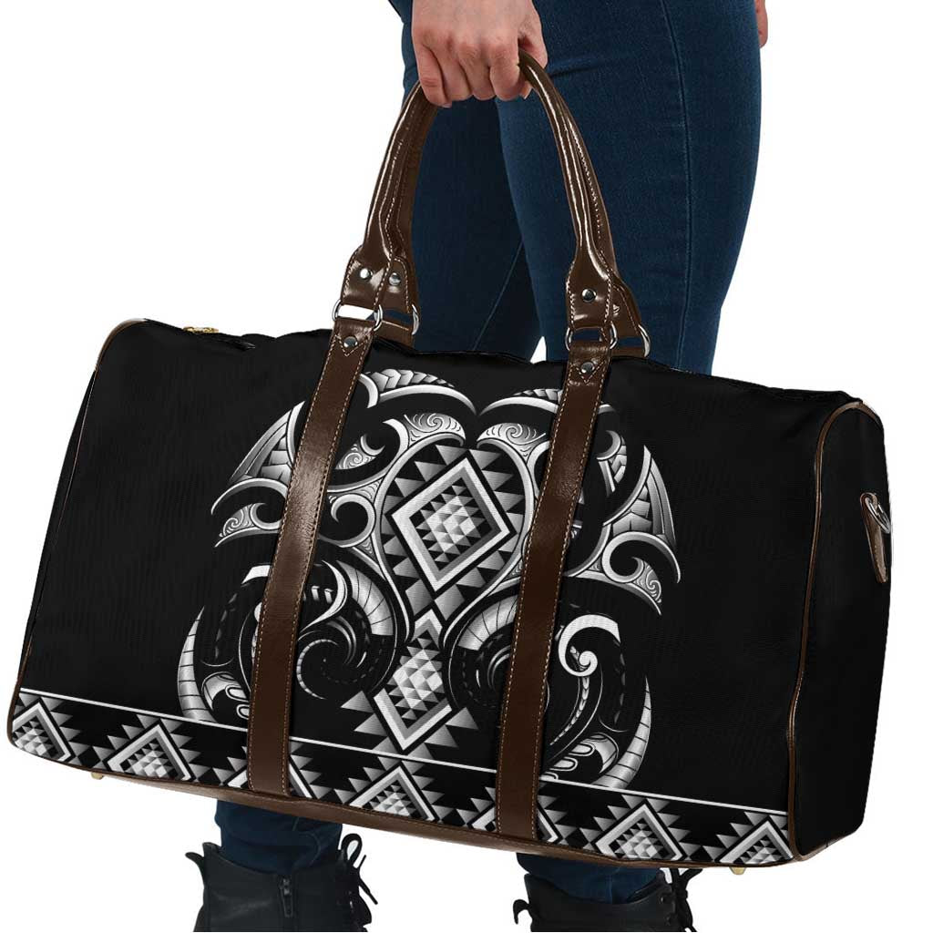Black Ngaru Taniko With Aotearoa Maori Tattoo Travel Bag - Aussie Hoodie