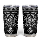 Black Ngaru Taniko With Aotearoa Maori Tattoo Tumbler Cup