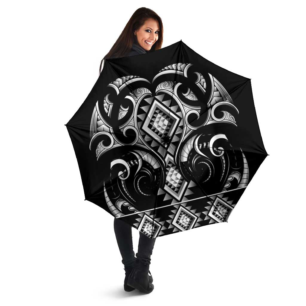 Black Ngaru Taniko With Aotearoa Maori Tattoo Umbrella - Aussie Hoodie