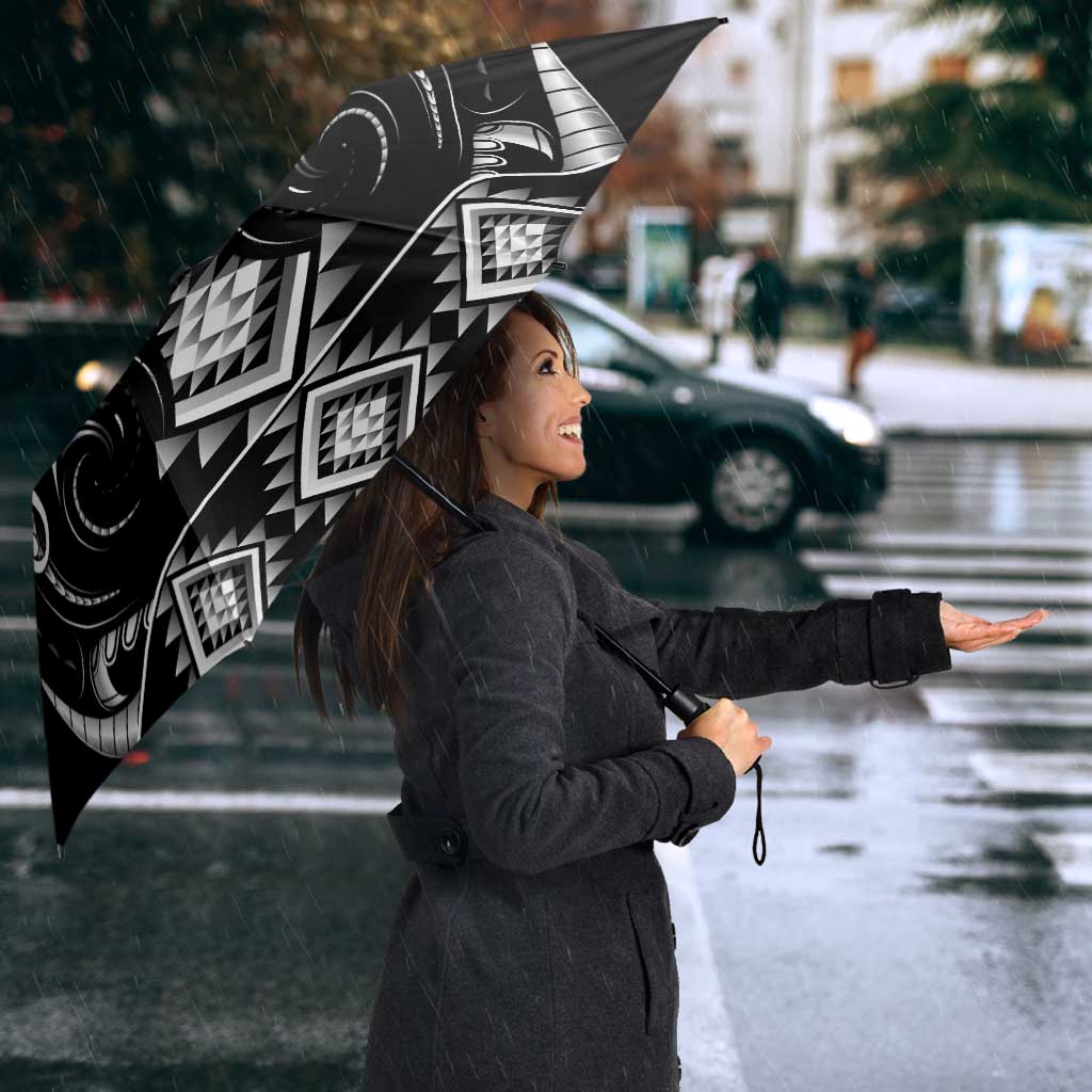 Black Ngaru Taniko With Aotearoa Maori Tattoo Umbrella - Aussie Hoodie