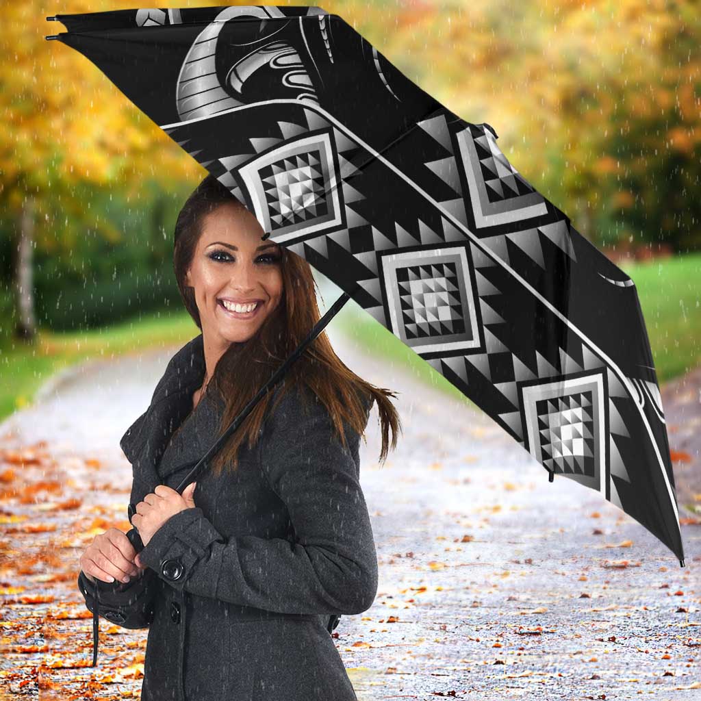 Black Ngaru Taniko With Aotearoa Maori Tattoo Umbrella - Aussie Hoodie