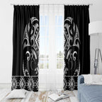 Black Ngaru Taniko With Aotearoa Maori Tattoo Window Curtain