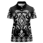 Black Ngaru Taniko With Aotearoa Maori Tattoo Women Polo Shirt