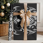Black Ngaru Taniko With Aotearoa Maori Tattoo Wrapping Paper - Aussie Hoodie