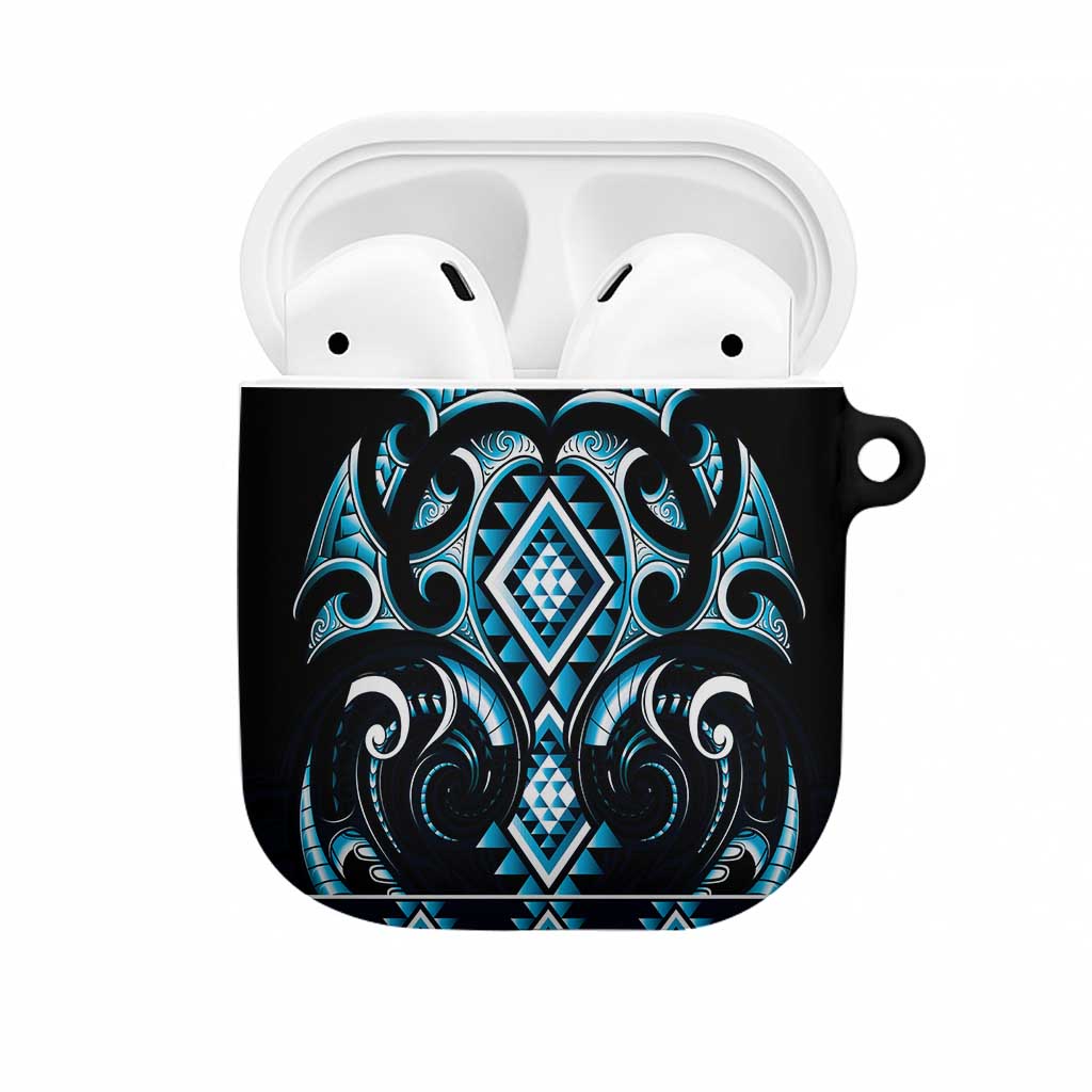 Blue Ngaru Taniko With Aotearoa Maori Tattoo AirPods Case - Aussie Hoodie