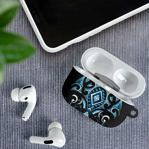 Blue Ngaru Taniko With Aotearoa Maori Tattoo AirPods Case - Aussie Hoodie
