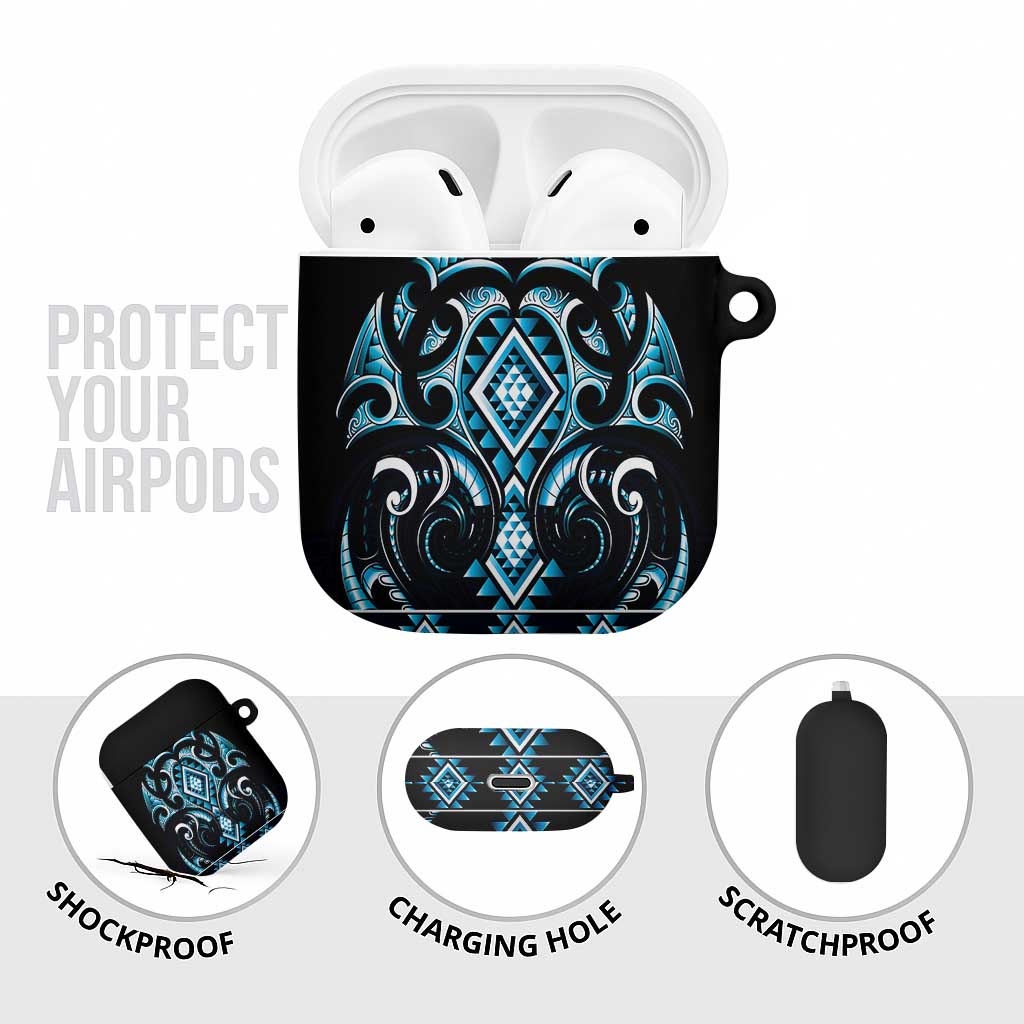 Blue Ngaru Taniko With Aotearoa Maori Tattoo AirPods Case - Aussie Hoodie