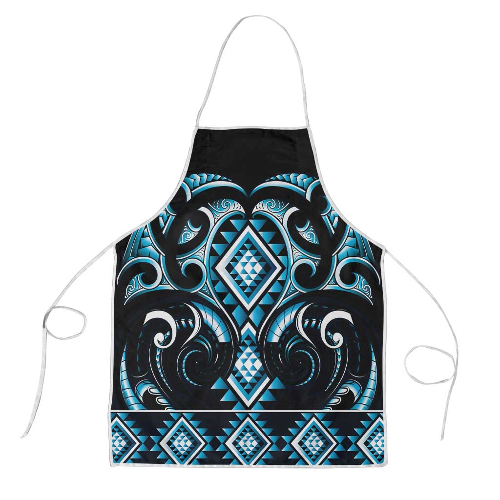 Blue Ngaru Taniko With Aotearoa Maori Tattoo Apron - Aussie Hoodie