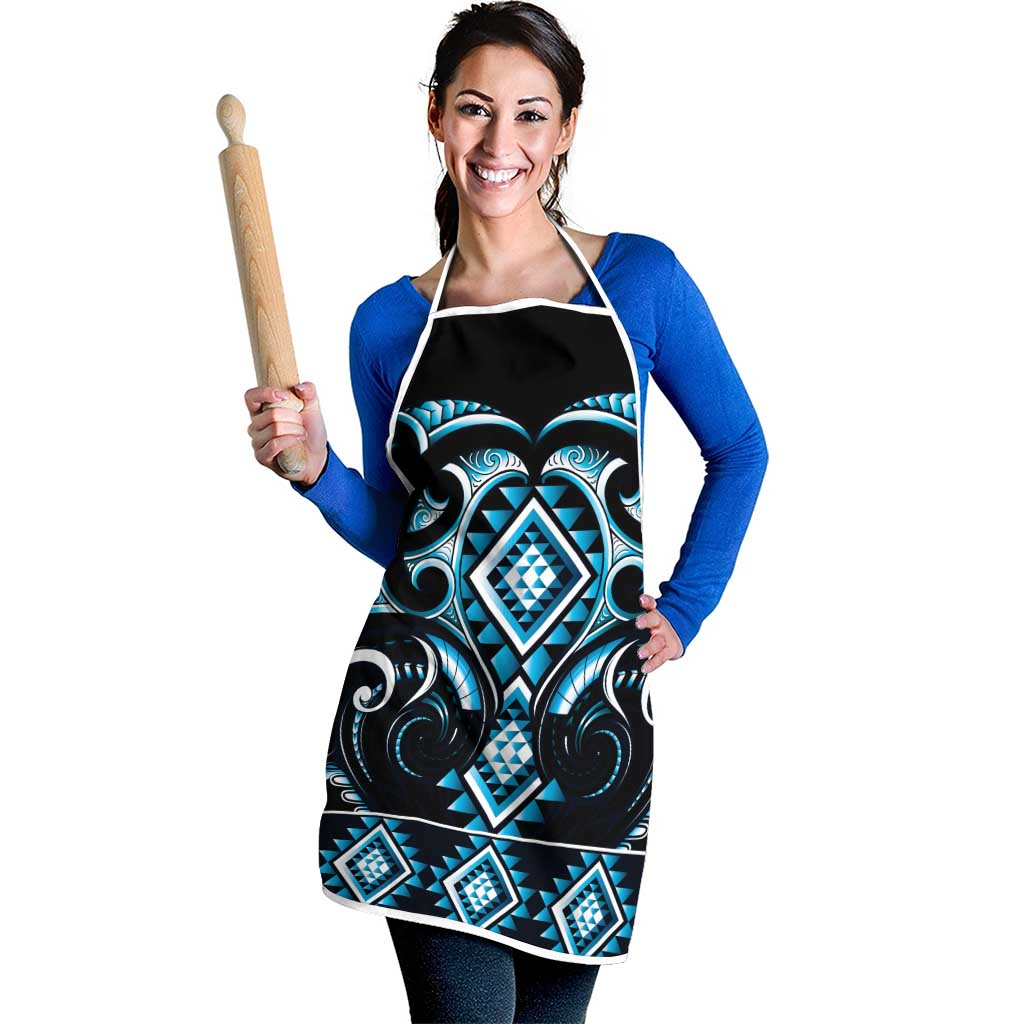 Blue Ngaru Taniko With Aotearoa Maori Tattoo Apron - Aussie Hoodie