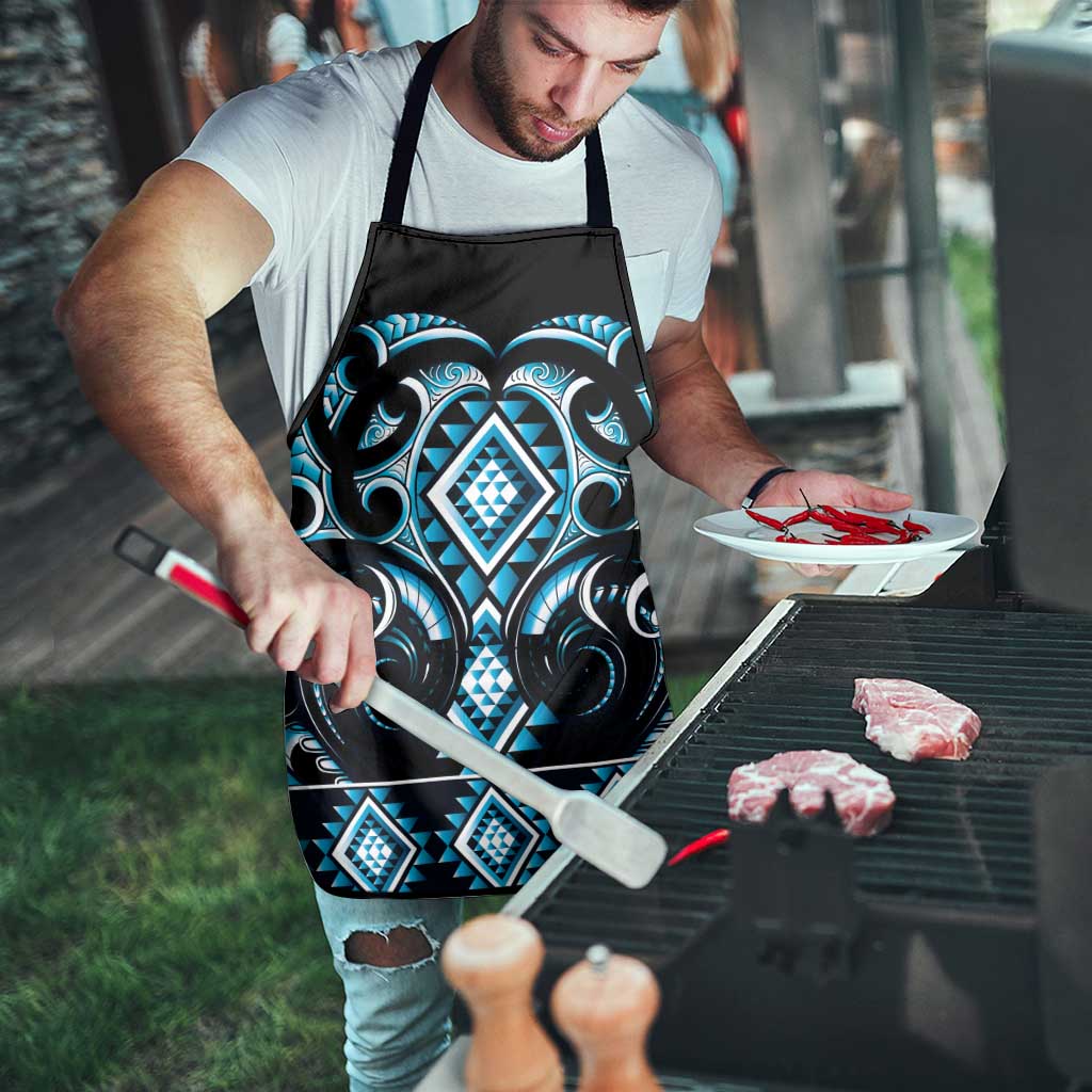 Blue Ngaru Taniko With Aotearoa Maori Tattoo Apron - Aussie Hoodie