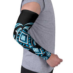Blue Ngaru Taniko With Aotearoa Maori Tattoo Arm Sleeves - Aussie Hoodie