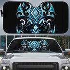 Blue Ngaru Taniko With Aotearoa Maori Tattoo Auto Sun Shade - Aussie Hoodie
