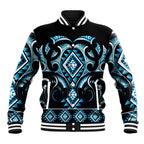 Blue Ngaru Taniko With Aotearoa Maori Tattoo Baseball Jacket