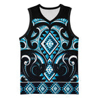 Blue Ngaru Taniko With Aotearoa Maori Tattoo Basketball Jersey - Aussie Hoodie