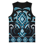 Blue Ngaru Taniko With Aotearoa Maori Tattoo Basketball Jersey - Aussie Hoodie
