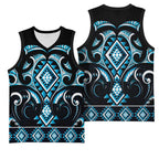 Blue Ngaru Taniko With Aotearoa Maori Tattoo Basketball Jersey - Aussie Hoodie