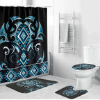 Blue Ngaru Taniko With Aotearoa Maori Tattoo Bathroom Set - Aussie Hoodie