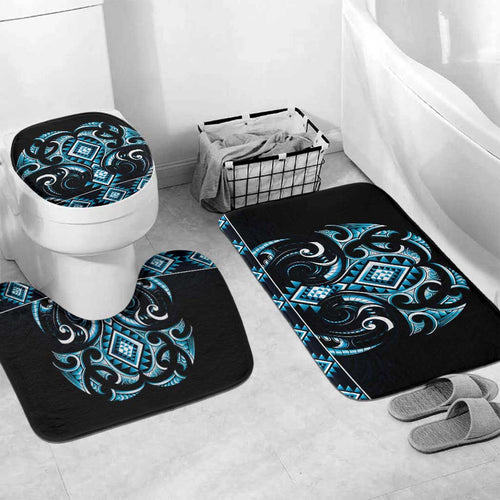 Blue Ngaru Taniko With Aotearoa Maori Tattoo Bathroom Set - Aussie Hoodie