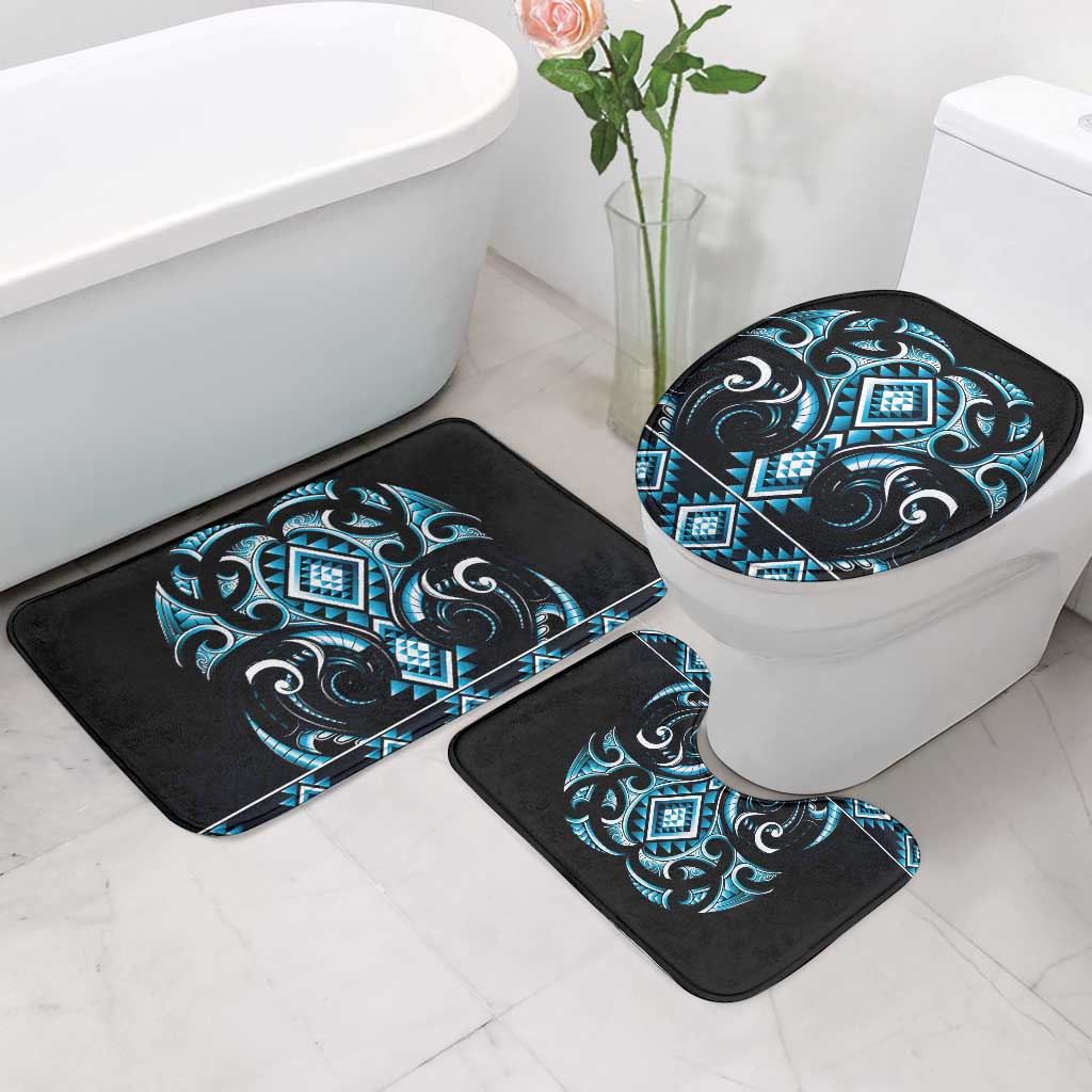 Blue Ngaru Taniko With Aotearoa Maori Tattoo Bathroom Set - Aussie Hoodie