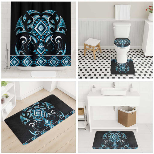 Blue Ngaru Taniko With Aotearoa Maori Tattoo Bathroom Set - Aussie Hoodie