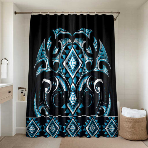 Blue Ngaru Taniko With Aotearoa Maori Tattoo Bathroom Set - Aussie Hoodie