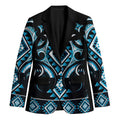 Blue Ngaru Taniko With Aotearoa Maori Tattoo Blazer - Aussie Hoodie