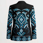 Blue Ngaru Taniko With Aotearoa Maori Tattoo Blazer - Aussie Hoodie