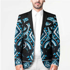 Blue Ngaru Taniko With Aotearoa Maori Tattoo Blazer - Aussie Hoodie