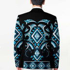 Blue Ngaru Taniko With Aotearoa Maori Tattoo Blazer - Aussie Hoodie