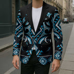 Blue Ngaru Taniko With Aotearoa Maori Tattoo Blazer - Aussie Hoodie