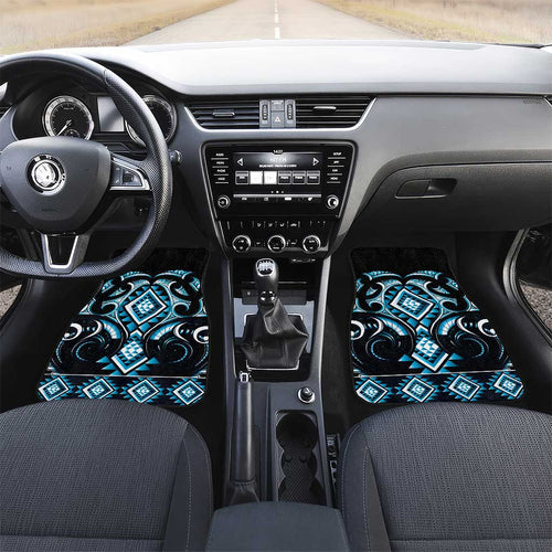 Blue Ngaru Taniko With Aotearoa Maori Tattoo Car Mats