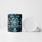 Blue Ngaru Taniko With Aotearoa Maori Tattoo Ceramic Mug - Aussie Hoodie