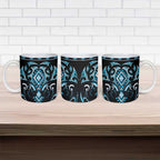 Blue Ngaru Taniko With Aotearoa Maori Tattoo Ceramic Mug - Aussie Hoodie
