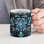 Blue Ngaru Taniko With Aotearoa Maori Tattoo Ceramic Mug - Aussie Hoodie