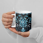 Blue Ngaru Taniko With Aotearoa Maori Tattoo Ceramic Mug - Aussie Hoodie