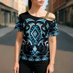 Blue Ngaru Taniko With Aotearoa Maori Tattoo Cross Shoulder Shirt - Aussie Hoodie