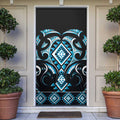 Blue Ngaru Taniko With Aotearoa Maori Tattoo Door Cover - Aussie Hoodie