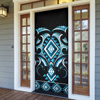 Blue Ngaru Taniko With Aotearoa Maori Tattoo Door Cover - Aussie Hoodie