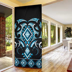 Blue Ngaru Taniko With Aotearoa Maori Tattoo Door Cover - Aussie Hoodie