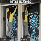 Blue Ngaru Taniko With Aotearoa Maori Tattoo Door Cover - Aussie Hoodie