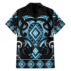 Blue Ngaru Taniko With Aotearoa Maori Tattoo Family Matching Long Sleeve Bodycon Dress and Hawaiian Shirt