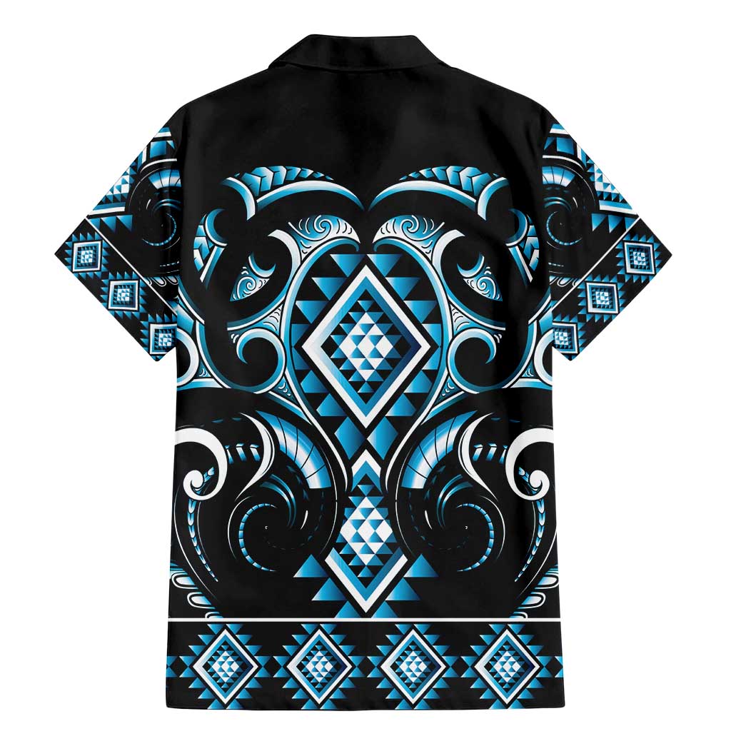 Blue Ngaru Taniko With Aotearoa Maori Tattoo Family Matching Mermaid Dress and Hawaiian Shirt